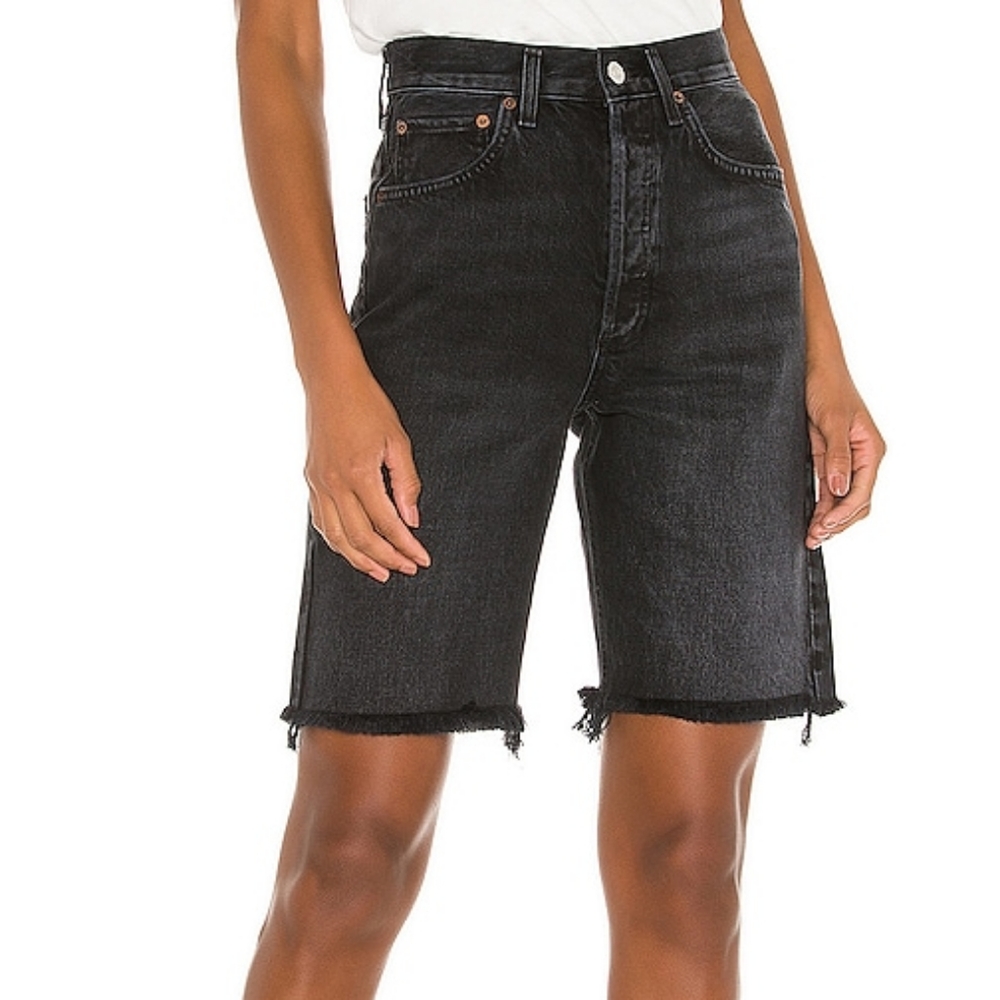 Agolde 90s Mid Rise Loose Jean Shorts Fallen Black - Picture 2 of 12